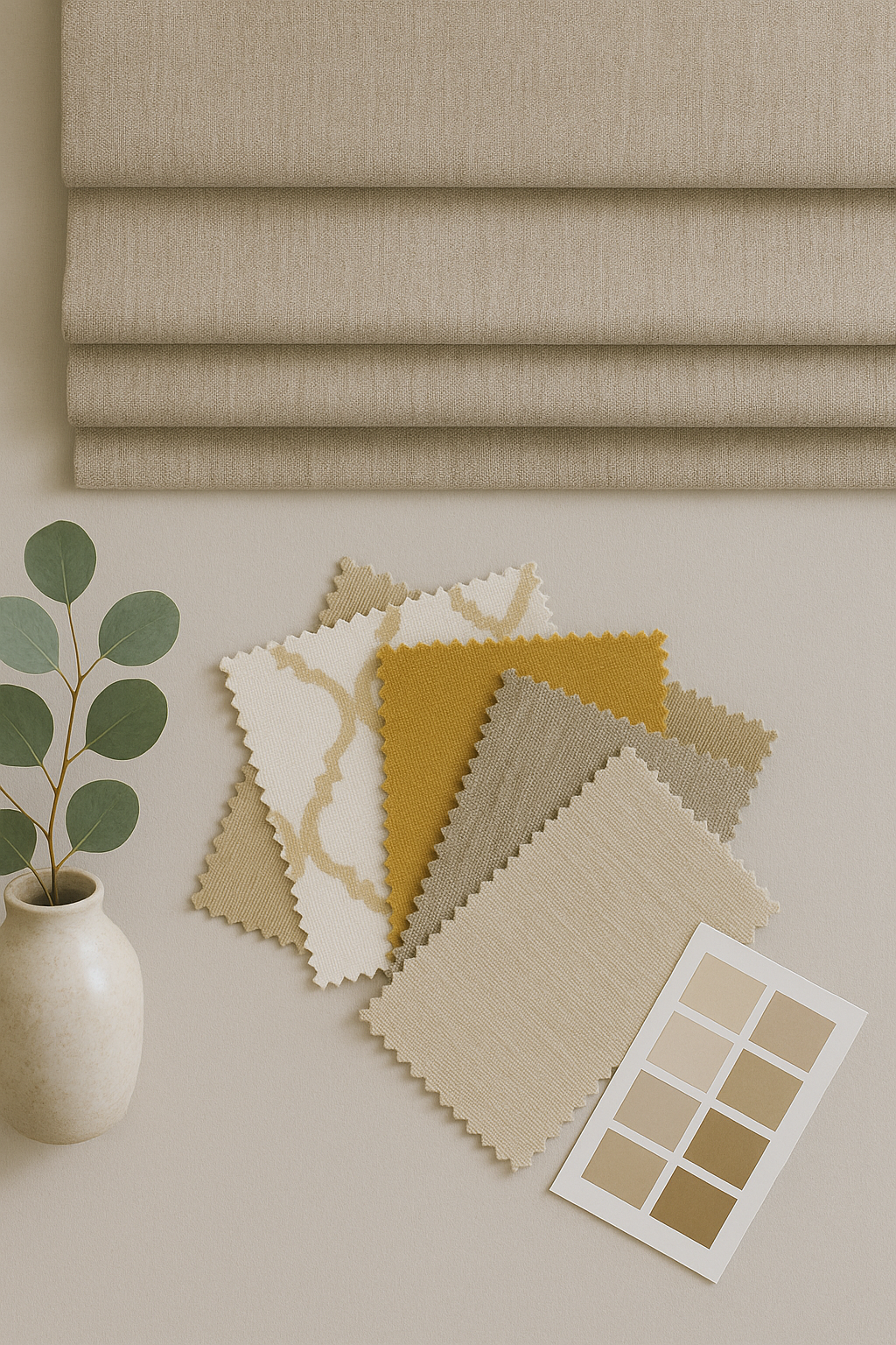 Fabric swatches for Roman shades and matching
